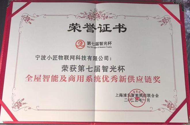 杯奖项推动智能照明行业迈向新高度EVO视讯真人小匠物联荣获智光